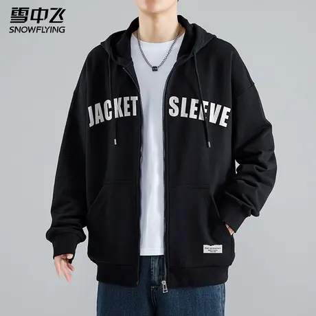 雪中飞连帽开衫情侣卫衣男女款春秋帽衫美式长袖学生上衣运动外套图片