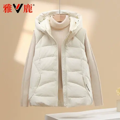 雅鹿新款羽绒马甲女冬季短款连帽内胆今年流行超好看小个子外套商品大图