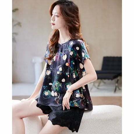 宝诗黎【新品价258元】蝙蝠袖宽松印花小衫NS2082商品大图