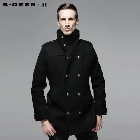 【新品】sdeerhe圣迪奥专柜正品男冬英伦双排扣羊毛呢大衣2471743图片
