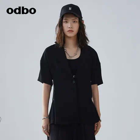 odbo/欧迪比欧时尚气质黑色小西装外套女春季新款设计感小众外套商品大图