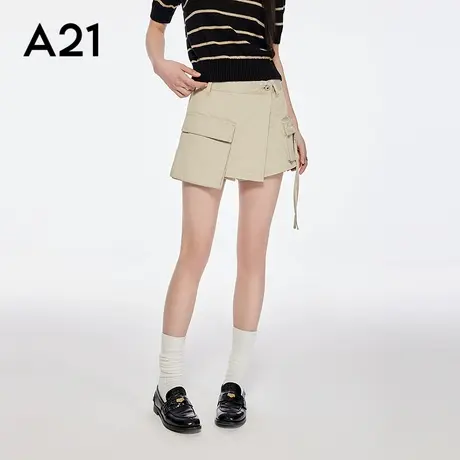 A21女装牛仔休闲裤简约裙裤夏季新款多口袋设计感宽松显瘦短裤商品大图
