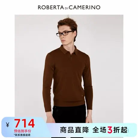 诺贝达秋冬薄款透气翻领单排纽扣针织纯色棉羊毛男式毛衫商品大图