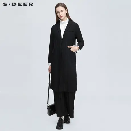 sdeer圣迪奥春装新款线条褶皱肌理戗驳领风衣外套女S18361861🍽商品大图