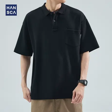 hansca重磅300g空气层Polo衫男士短袖夏季痞帅高级感休闲大码上衣图片