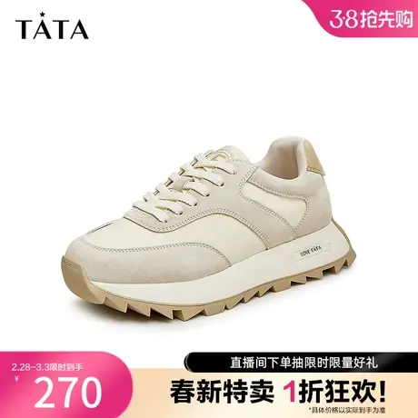 Tata/他她2023秋商场奥莱时尚拼接撞色时尚休闲鞋阿甘鞋WZA01CM3商品大图