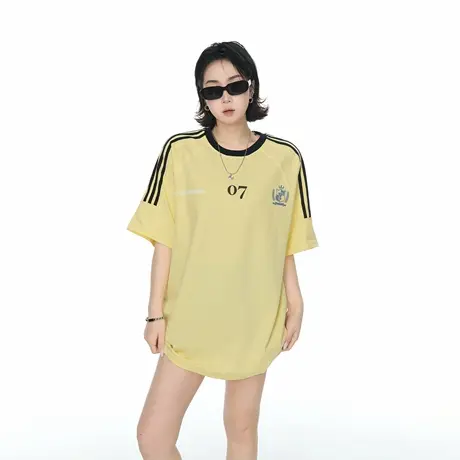 YEP2025夏季新款拼色字母印花T恤女短袖情侣宽松ins风半袖上衣图片