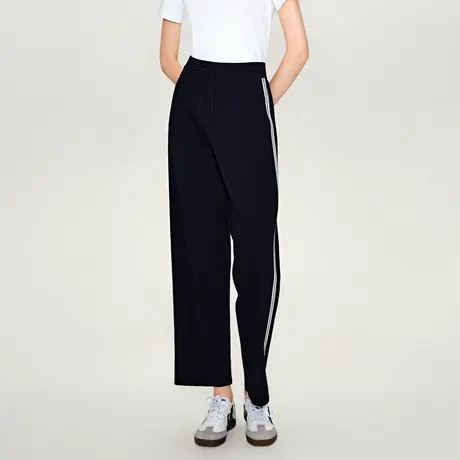 可可尼COCOON 商场同款春季时尚休闲学院运动感裤子松紧腰直筒裤商品大图