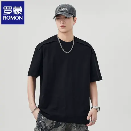 罗蒙2025夏季新款纯棉男士半袖t恤潮牌圆领百搭短袖大码上衣薄N1Z图片