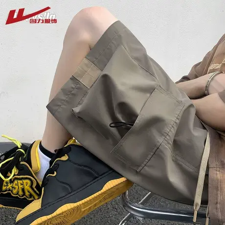 回力工装短裤男士夏季薄款2025新款速干美式宽松直筒男生五分中裤商品大图