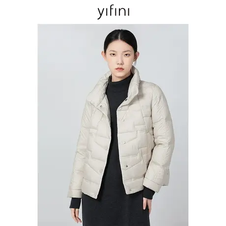 Yifini/易菲时尚设计感立领羽绒服2023秋冬新款短款宽松百搭外套图片