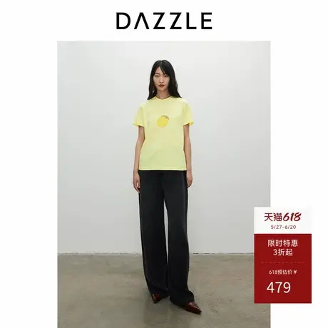 DAZZLE地素奥莱 T恤春夏女装重工桃子刺绣上衣商品大图