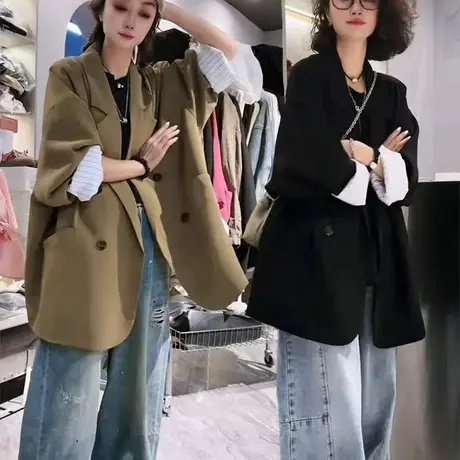 2025春装欧货时尚洋气西装外套女秋新款气质休闲百搭中长款小西服商品大图