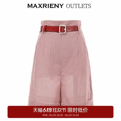 【奥莱】MAXRIENY格纹阔腿裤女夏季高腰法式短裤洋气显瘦五分裤子商品大图