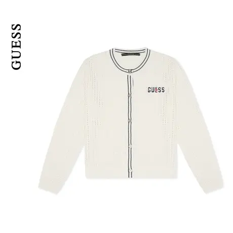 GUESS女士甜酷辣妹镂空撞色短款针织上衣-YO6S2681商品大图