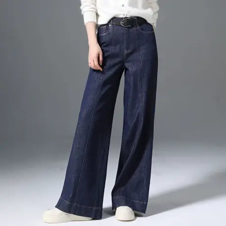 小个子大码阔腿牛仔裤女2025新款春秋高腰显瘦拖地裤宽松直筒裤子商品大图