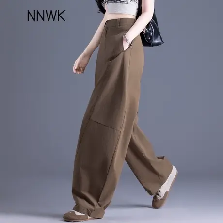 咖色弯刀裤女2025新款夏日轻薄休闲裤子宽松bf慵懒风香蕉裤阔腿裤商品大图