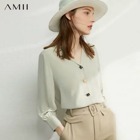 Amii2025夏季新款时尚休闲V领雪纺衫女衬衣洋气小衫薄款衬衫上衣商品大图