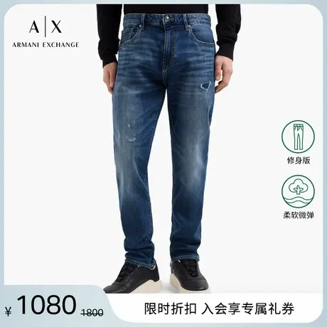 ARMANI EXCHANGE/阿玛尼2025夏季新款低腰修身微弹直筒水洗牛仔裤图片