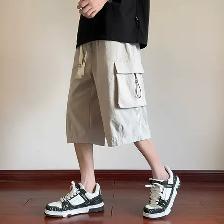 回力工装短裤男士夏季冰丝凉感七分裤子潮牌宽松休闲大码运动中裤商品大图