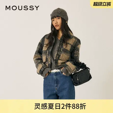 MOUSSY 夏季新品英伦学院风格纹毛呢夹克外套女010HAA30-6731图片