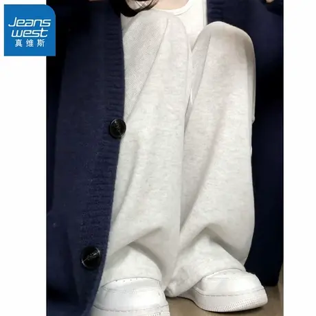 KMV真维斯牛奶丝阔腿卫裤女春季高腰垂感2025新款休闲直筒运动裤图片