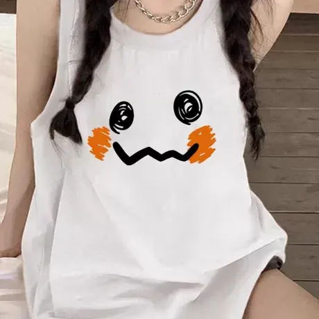 纯棉吊带坎肩背心无袖t恤女2025夏外穿设计感小众宽松慵懒风上衣商品大图