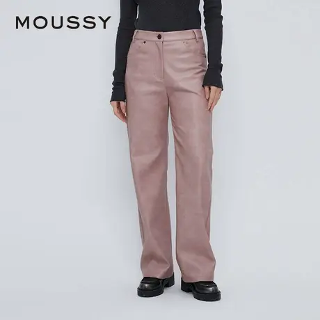 MOUSSY 夏季新品甜酷港风直筒宽松皮裤休闲裤女028HAZ30-1111图片