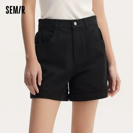 [商场同款]森马休闲裤女简约小心机2024新款夏小个子时尚翻边短裤商品大图