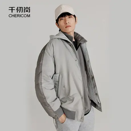 千仞岗男士连帽夹克型假两件短款休闲羽绒服Ⅰ图片