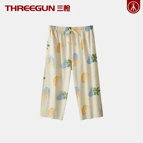 THREEGUN/三枪女士纯棉家居裤薄款7分睡裤带兜少女学生睡衣春夏季图片