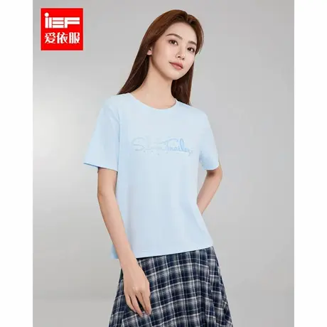 IEF/爱依服上衣2025夏季新款韩版时尚印花通勤气质休闲百搭T恤女图片