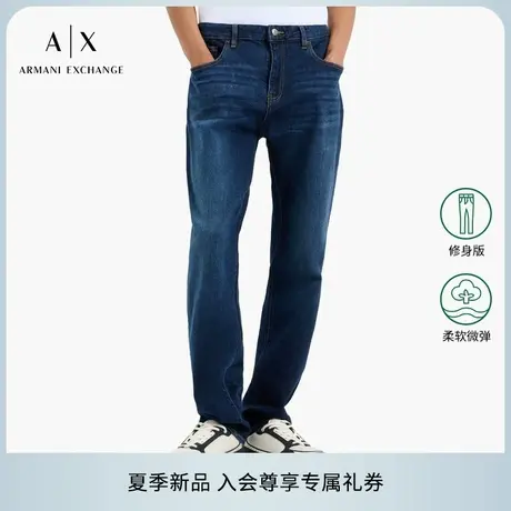 ARMANI EXCHANGE/阿玛尼2025夏季新款男士低腰修身微弹水洗牛仔裤图片