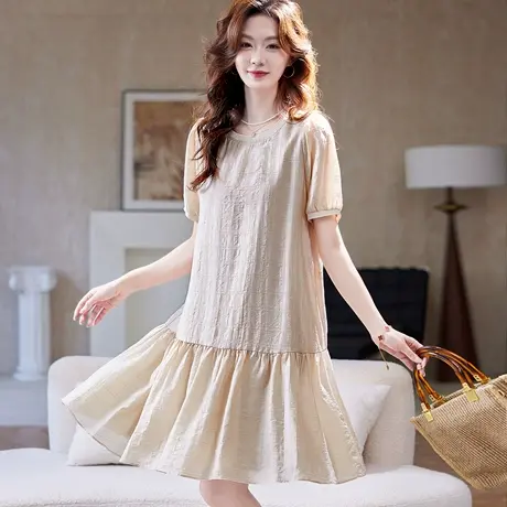 宝诗黎【新品价258元】圆领格子短袖连衣裙RX4047图片