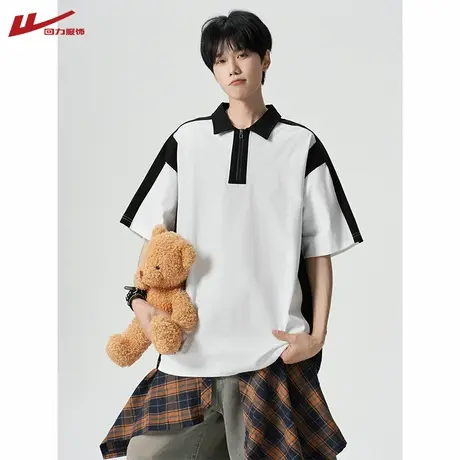 回力男士纯棉POLO衫夏季美式撞色半袖上衣体恤衫宽松休闲短袖t恤图片