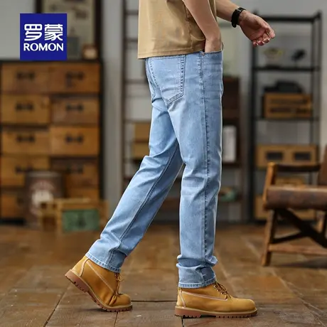 罗蒙美式牛仔裤男直筒弹力复古休闲裤子夏季薄款休闲宽松长裤N3Z图片