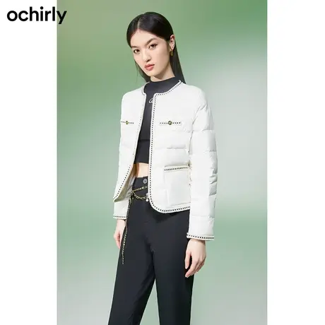 ochirly欧时力 小香风羽绒服外套 新款秋冬通勤薄款镶边女神范商品大图