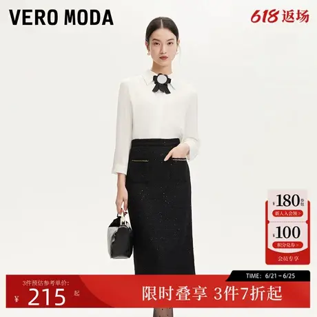Vero Moda衬衫女24秋季新款蝴蝶结雪纺丝滑柔软通勤时尚324331034商品大图