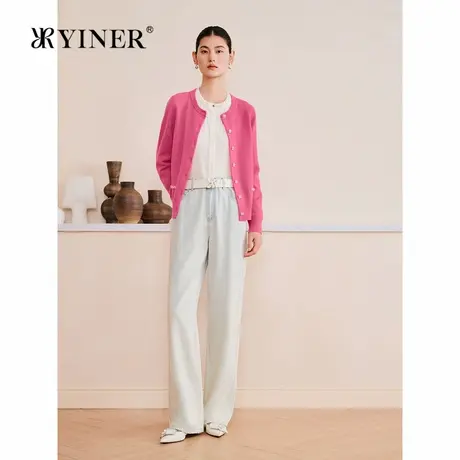 【100美丽诺羊毛】YINER音儿专选秋季木耳花边针织开衫商品大图