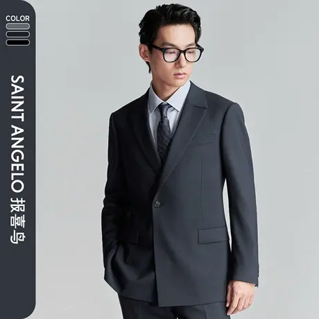 【羊毛桑蚕丝混纺】报喜鸟秋季新款男士商务正装西服套装平行领男商品大图