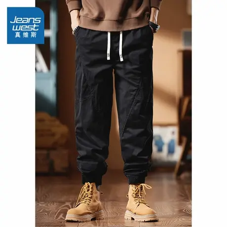 KF真维斯男装裤子2025春季新款 日系复古潮流时尚工装束脚长裤图片