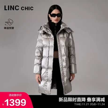 LINCCHIC金羽杰中长款羽绒服女冬季2023新款都市通勤简约免洗6277商品大图