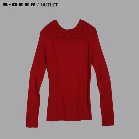sdeer圣迪奥专柜正品女装圣诞可爱扭花针织打底衫0483587图片