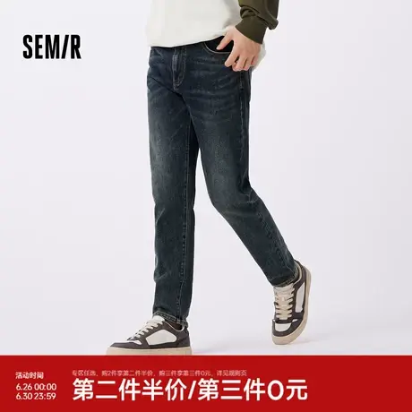 森柔牛仔|森马牛仔裤男做旧复古小脚裤秋季裤子时尚百搭长裤流行商品大图