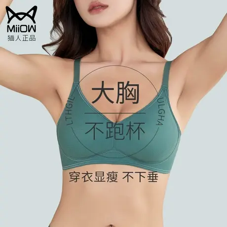 猫人内衣女大胸显小防下垂收副乳聚拢无钢圈一体固定杯无痕文胸罩商品大图