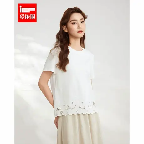 IEF/爱依服上衣2025夏季新款韩系风时尚小众设计感通勤百搭T恤图片