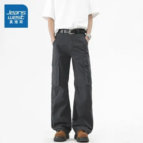 KF真维斯工装裤子男士新款伞兵裤休闲裤男士直筒百搭时髦宽松长裤商品大图