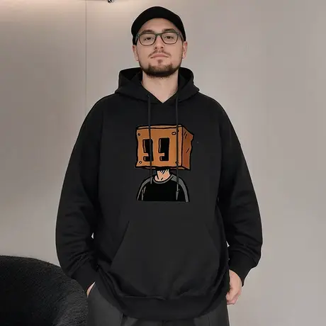 300斤卫衣男生加肥加大码男装国潮牌连帽胖子加绒加厚秋冬季潮男图片