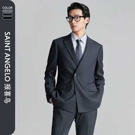 【羊毛桑蚕丝混纺】报喜鸟秋季新款男士商务正装西服上衣外套西裤商品大图