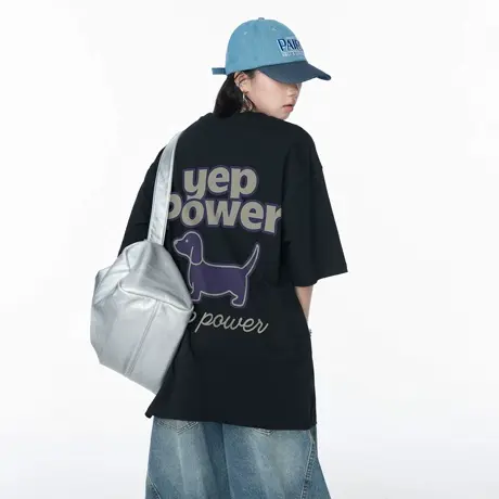 YEP卡通狗狗印花宽松短袖T恤女夏季新款美式街头风情侣半袖上衣潮图片